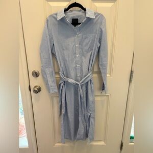 Alex Marie Pinstripe Tie Waist Button Midi Dress Size Small